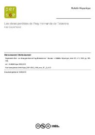 Las obras perdidas de Fray Hernando de Talavera / Alan D. Deyermond | Biblioteca Virtual Miguel de Cervantes
