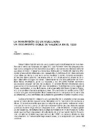 La manumisión de un musulmán: un documento doble de Valencia en 1300 / por Robert I. Burns, S. J. | Biblioteca Virtual Miguel de Cervantes