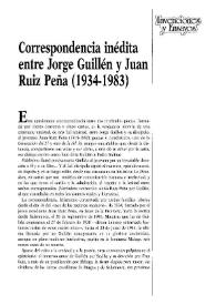 Correspondencia inédita entre Jorge Guillén y Juan Ruiz Peña (1934-1983) / Daniel Pineda Novo | Biblioteca Virtual Miguel de Cervantes