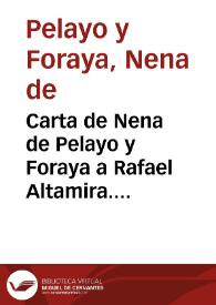 Carta de  Nena de Pelayo y Foraya a Rafael Altamira. [Habana], 12 de marzo de 1910 | Biblioteca Virtual Miguel de Cervantes