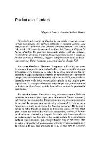 Pasolini entre fronteras / Filippo Laporta y Antonio Giménez Merino; traducción de Leonardo Valencia | Biblioteca Virtual Miguel de Cervantes