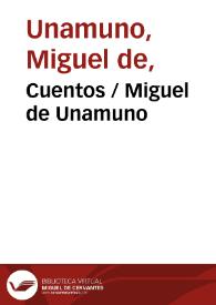Portada:Cuentos / Miguel de Unamuno