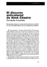 El discurso anticolonial de Aimé Césaire / Fernando Cordobés | Biblioteca Virtual Miguel de Cervantes