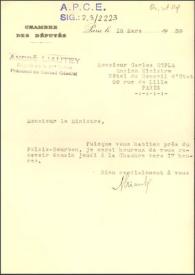 Carta de André Liautey a Carlos Esplá. París, 15 de marzo de 1939 | Biblioteca Virtual Miguel de Cervantes