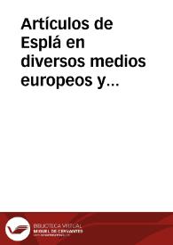 Artículos de Carlos Esplá en diversos medios europeos y americanos. 1940-1965 | Biblioteca Virtual Miguel de Cervantes