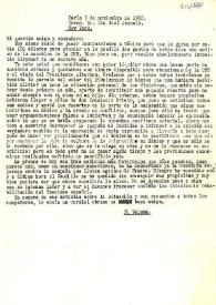 Carta de Fernando Valera a José Asensio. París, 3 de noviembre de 1950 | Biblioteca Virtual Miguel de Cervantes
