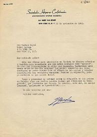 Carta de J. G. Malo a Carlos Esplá. Nueva York, 22 de noviembre de 1953 | Biblioteca Virtual Miguel de Cervantes