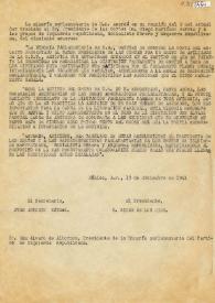 Acuerdos adoptados por la minoría parlamentaria de la Unión Republicana. México D. F., 13 de diciembre de 1941 | Biblioteca Virtual Miguel de Cervantes