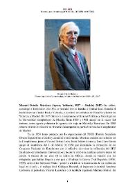Manuel Ortuño Martínez (Ayora, Valencia, 1927 - Madrid, 2017) [Semblanza] / Marcela Lucci 
 | Biblioteca Virtual Miguel de Cervantes