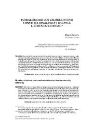 Pluralismo de los valores, nuevo constitucionalismo y balance libertad-seguridad / Mauro Barberis | Biblioteca Virtual Miguel de Cervantes