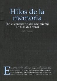 Hilos de la memoria (En el centenario del nacimiento de Blas de Otero) / Mario Hernández | Biblioteca Virtual Miguel de Cervantes