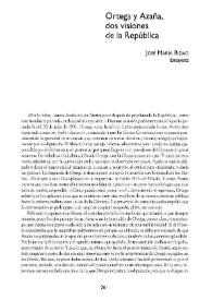 Ortega y Azaña, dos visiones de la República  / José María Ridao | Biblioteca Virtual Miguel de Cervantes