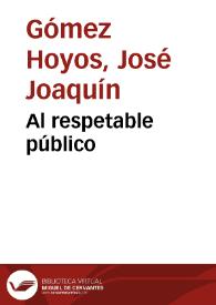 Al respetable público | Biblioteca Virtual Miguel de Cervantes