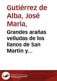 Grandes arañas velludas de los llanos de San Martín y Casanare  [N° 2] | Biblioteca Virtual Miguel de Cervantes