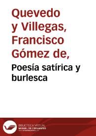 Poesía satírica y burlesca | Biblioteca Virtual Miguel de Cervantes