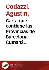 Carta que contiene las Provincias de Barcelona, Cumaná y Margarita divididas por cantones | Biblioteca Virtual Miguel de Cervantes