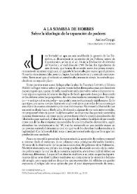 A la sombra de Hobbes. Sobre la ideología de la separación de poderes / Andrea Greppi | Biblioteca Virtual Miguel de Cervantes