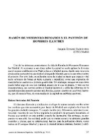 Ramón de Mesonero Romanos y el Panteón de los hombres ilustres / Joaquín Álvarez Barrientos | Biblioteca Virtual Miguel de Cervantes
