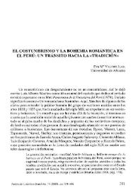 El costumbrismo y la bohemia romántica en el Perú: un tránsito hacia la «tradición» / Eva María Valero Juan | Biblioteca Virtual Miguel de Cervantes