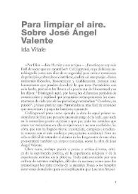 Para limpiar el aire. Sobre José Ángel Valente / Ida Vitale | Biblioteca Virtual Miguel de Cervantes