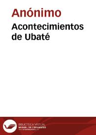 Acontecimientos de Ubaté | Biblioteca Virtual Miguel de Cervantes