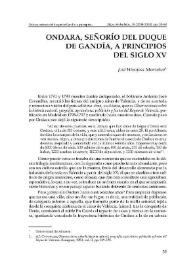 Ondara, señorío del duque de Gandía, a principios del siglo XV / José Hinojosa Montalvo | Biblioteca Virtual Miguel de Cervantes