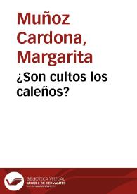 ¿Son cultos los caleños? | Biblioteca Virtual Miguel de Cervantes