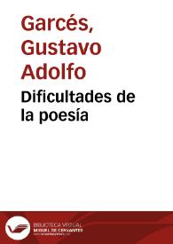 Dificultades de la poesía | Biblioteca Virtual Miguel de Cervantes