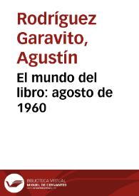 El mundo del libro: agosto de 1960 | Biblioteca Virtual Miguel de Cervantes