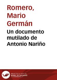 Un documento mutilado de Antonio Nariño | Biblioteca Virtual Miguel de Cervantes