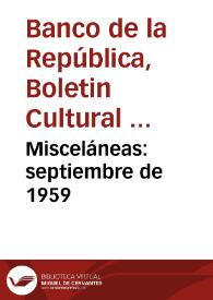 Misceláneas: septiembre de 1959 | Biblioteca Virtual Miguel de Cervantes