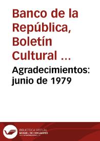 Agradecimientos: junio de 1979 | Biblioteca Virtual Miguel de Cervantes