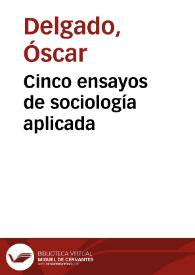 Cinco ensayos de sociología aplicada | Biblioteca Virtual Miguel de Cervantes