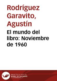 El mundo del libro: Noviembre de 1960 | Biblioteca Virtual Miguel de Cervantes