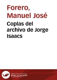 Coplas del archivo de Jorge Isaacs | Biblioteca Virtual Miguel de Cervantes