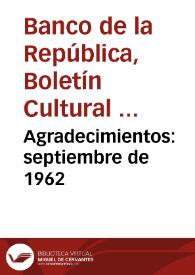Agradecimientos: septiembre de 1962 | Biblioteca Virtual Miguel de Cervantes