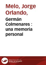 Germán Colmenares : una memoria personal | Biblioteca Virtual Miguel de Cervantes