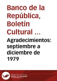 Agradecimientos: septiembre a diciembre de 1979 | Biblioteca Virtual Miguel de Cervantes