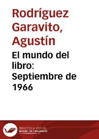 El mundo del libro: Septiembre de 1966 | Biblioteca Virtual Miguel de Cervantes