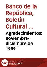 Agradecimientos: noviembre-diciembre de 1959 | Biblioteca Virtual Miguel de Cervantes
