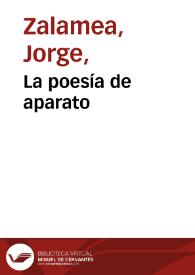La poesía de aparato | Biblioteca Virtual Miguel de Cervantes