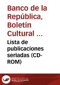 Lista de publicaciones seriadas (CD-ROM) | Biblioteca Virtual Miguel de Cervantes