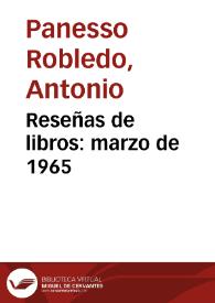 Reseñas de libros: marzo de 1965 | Biblioteca Virtual Miguel de Cervantes