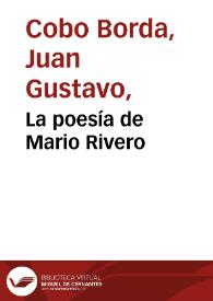 La poesía de Mario Rivero | Biblioteca Virtual Miguel de Cervantes
