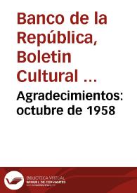 Agradecimientos: octubre de 1958 | Biblioteca Virtual Miguel de Cervantes