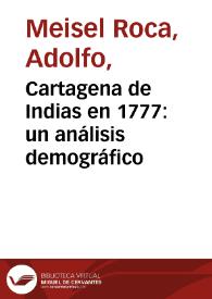 Cartagena de Indias en 1777: un análisis demográfico | Biblioteca Virtual Miguel de Cervantes