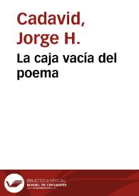 La caja vacía del poema | Biblioteca Virtual Miguel de Cervantes