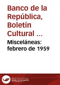 Misceláneas: febrero de 1959 | Biblioteca Virtual Miguel de Cervantes
