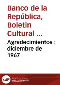 Agradecimientos : diciembre de 1967 | Biblioteca Virtual Miguel de Cervantes