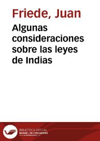 Algunas consideraciones sobre las leyes de Indias | Biblioteca Virtual Miguel de Cervantes